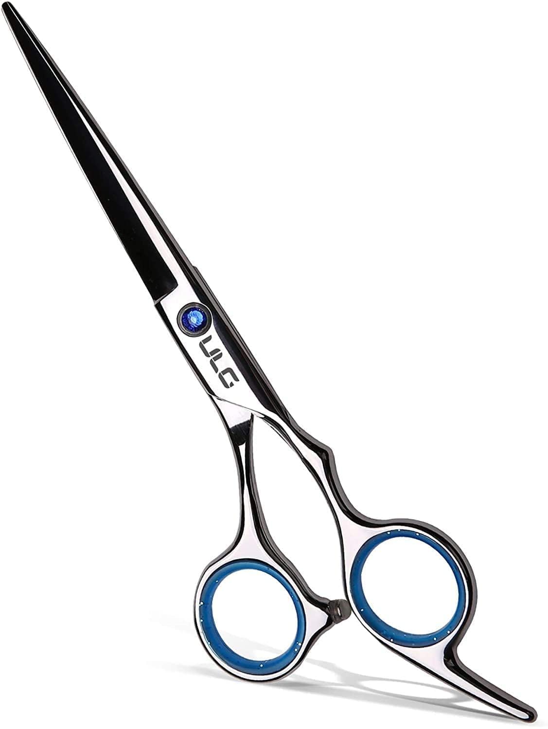 ULG hair cutting scissors with blue sapphire pivot for precise, professional-grade cuts.