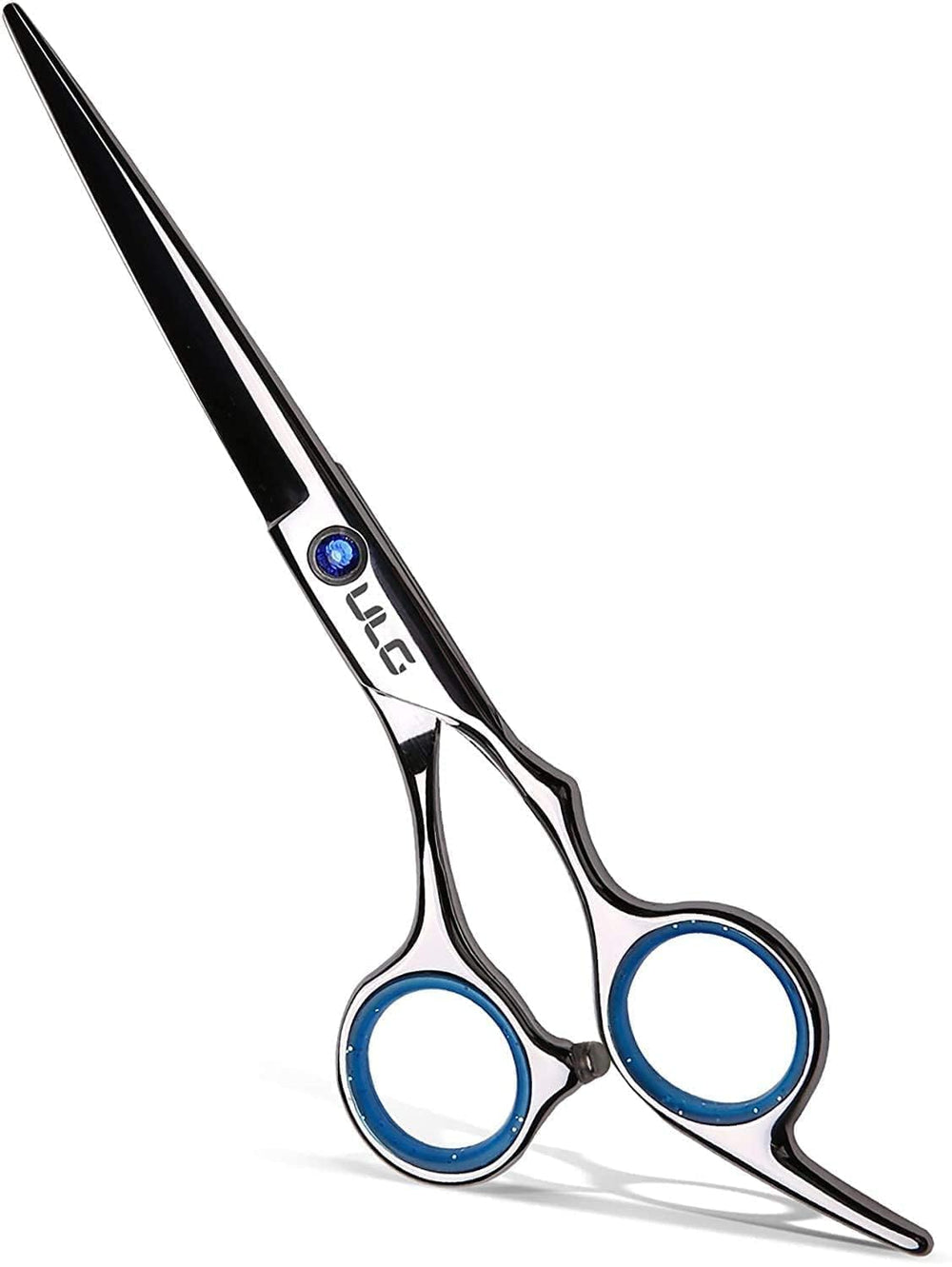 ULG hair cutting scissors with blue sapphire pivot for precise, professional-grade cuts.