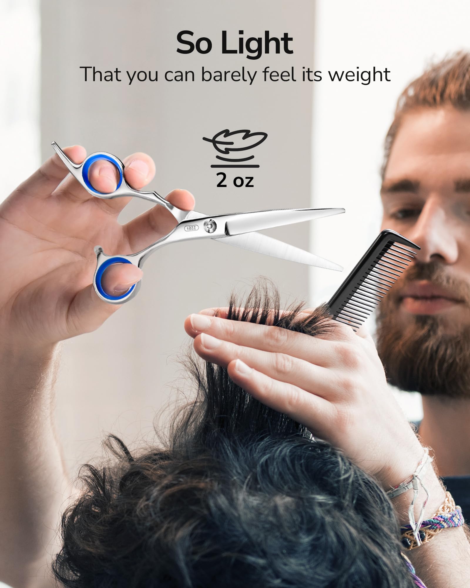 ULG hair cutting scissors with blue sapphire pivot for style and precision