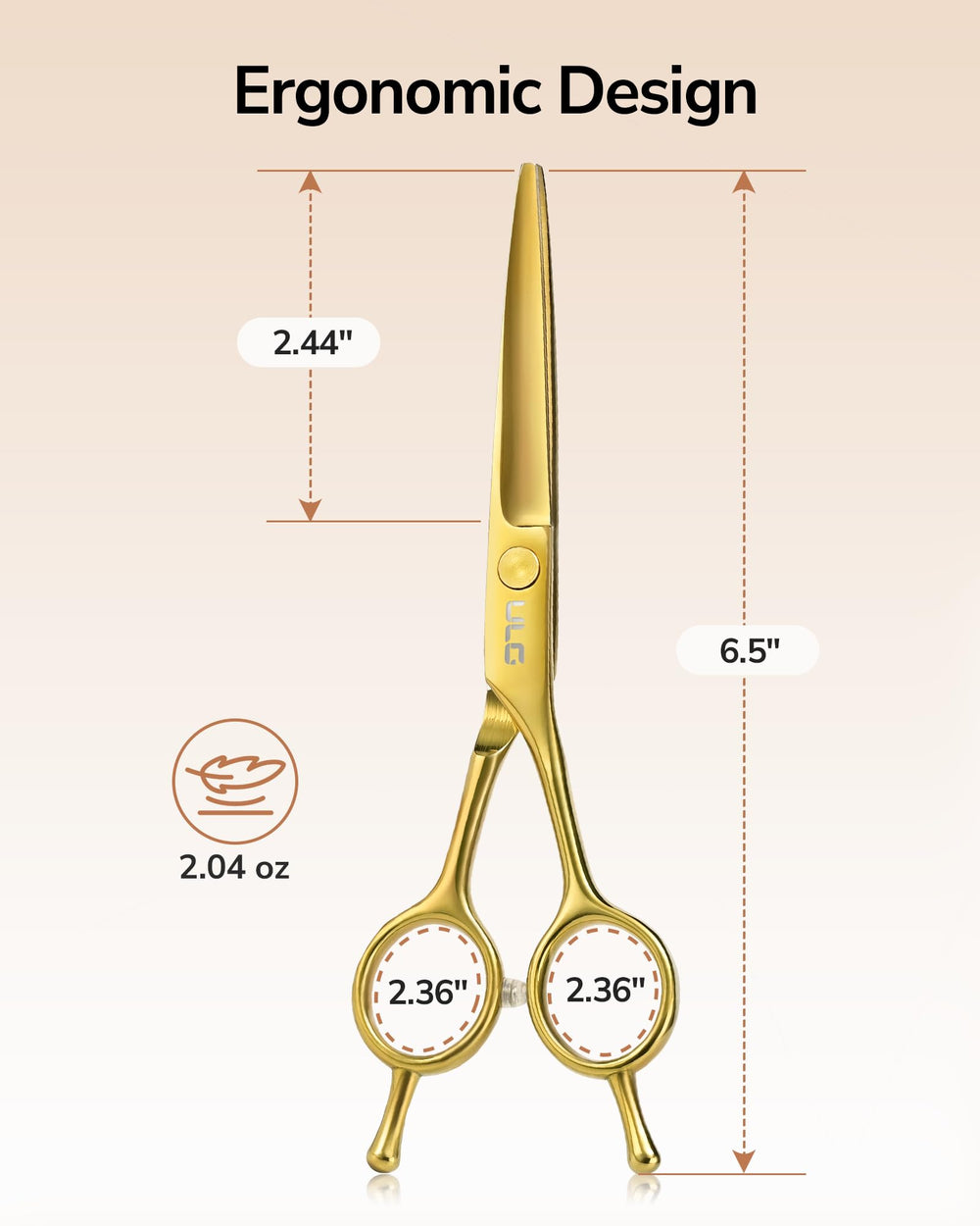 ULG hair cutting scissors in gift-pack-ready box for gifting stylists or DIYers.