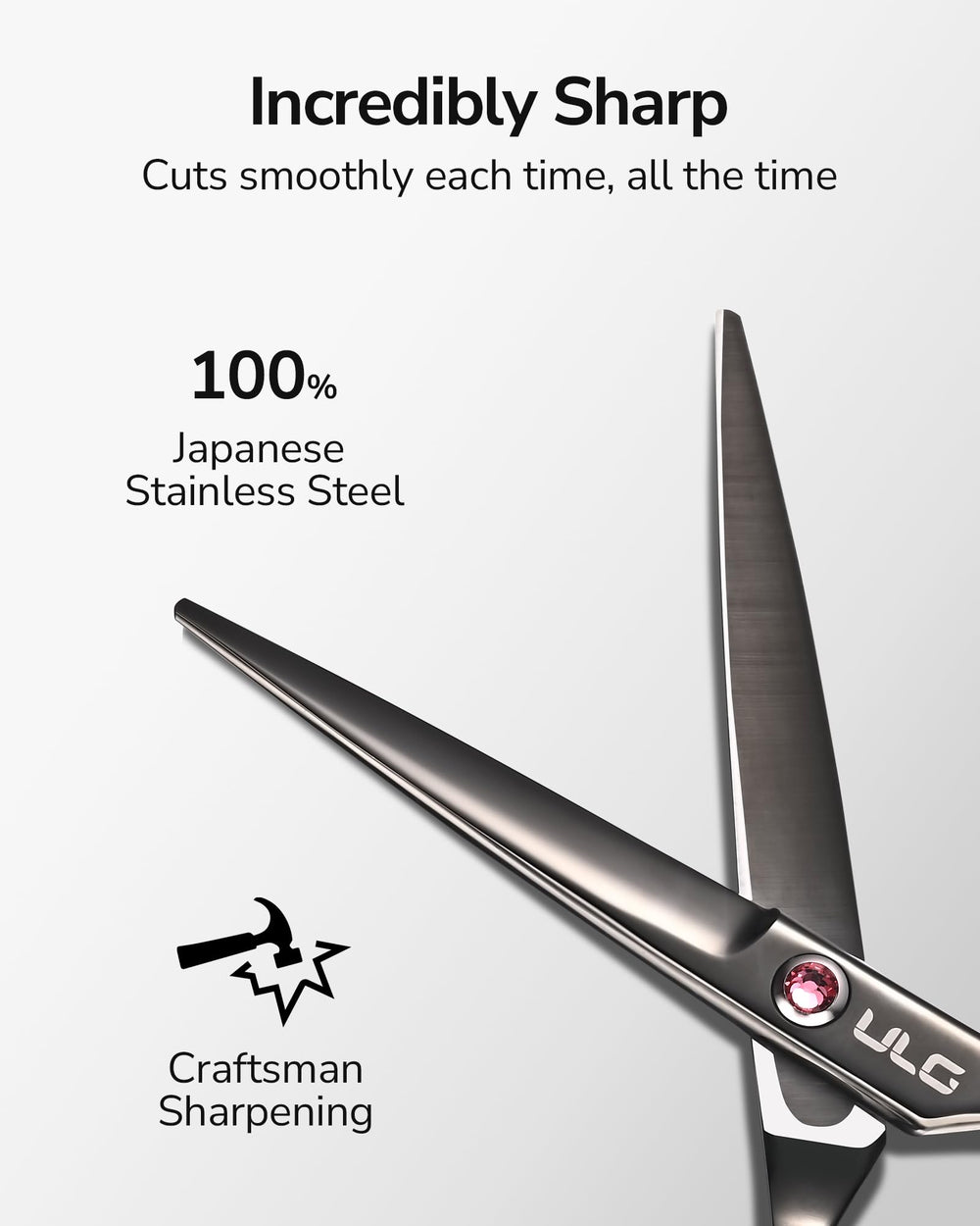 ULG hair cutting scissors hand-sharpened and polished for smooth cutting action