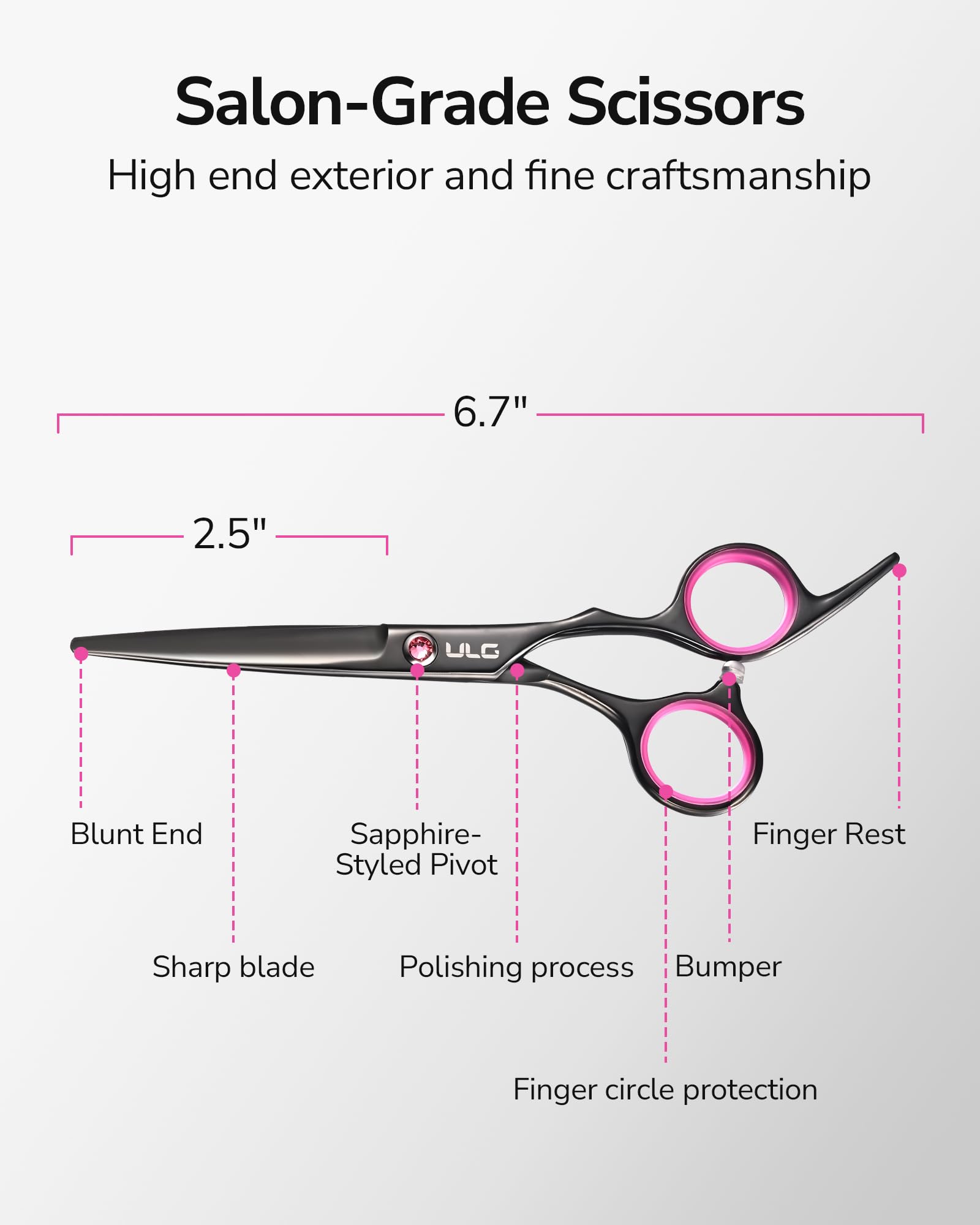 ULG hair cutting scissors Japanese 440C stainless steel for durability