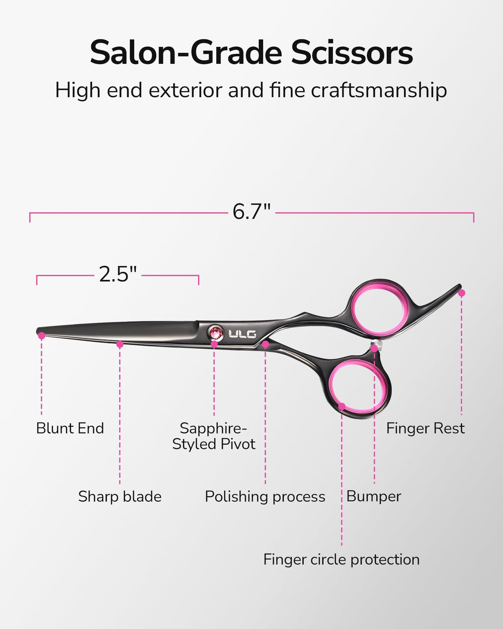 ULG hair cutting scissors Japanese 440C stainless steel for durability