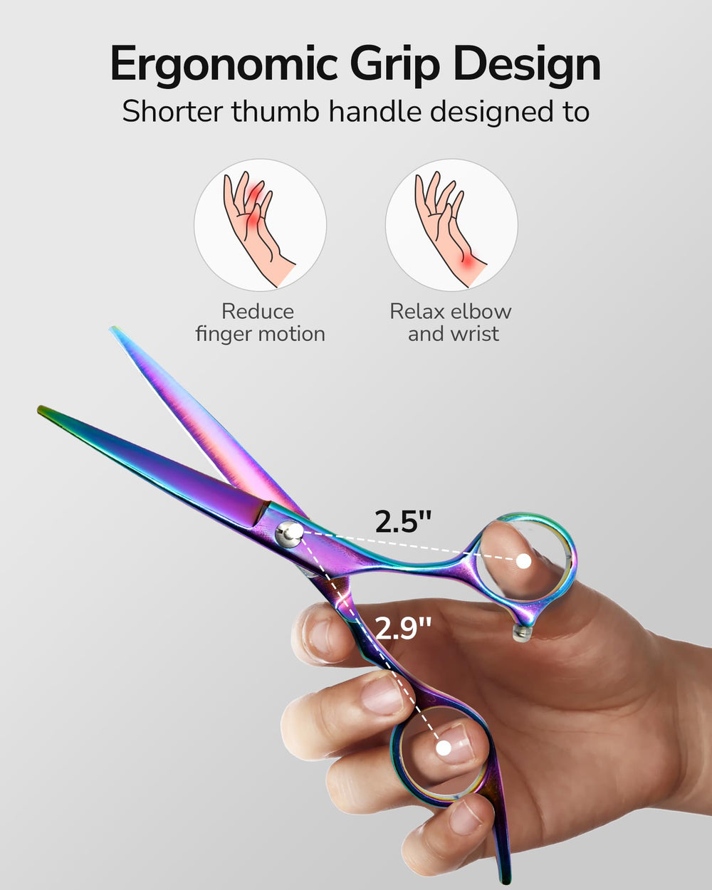 ULG offset-grip design reduces thumb and wrist strain during trims.