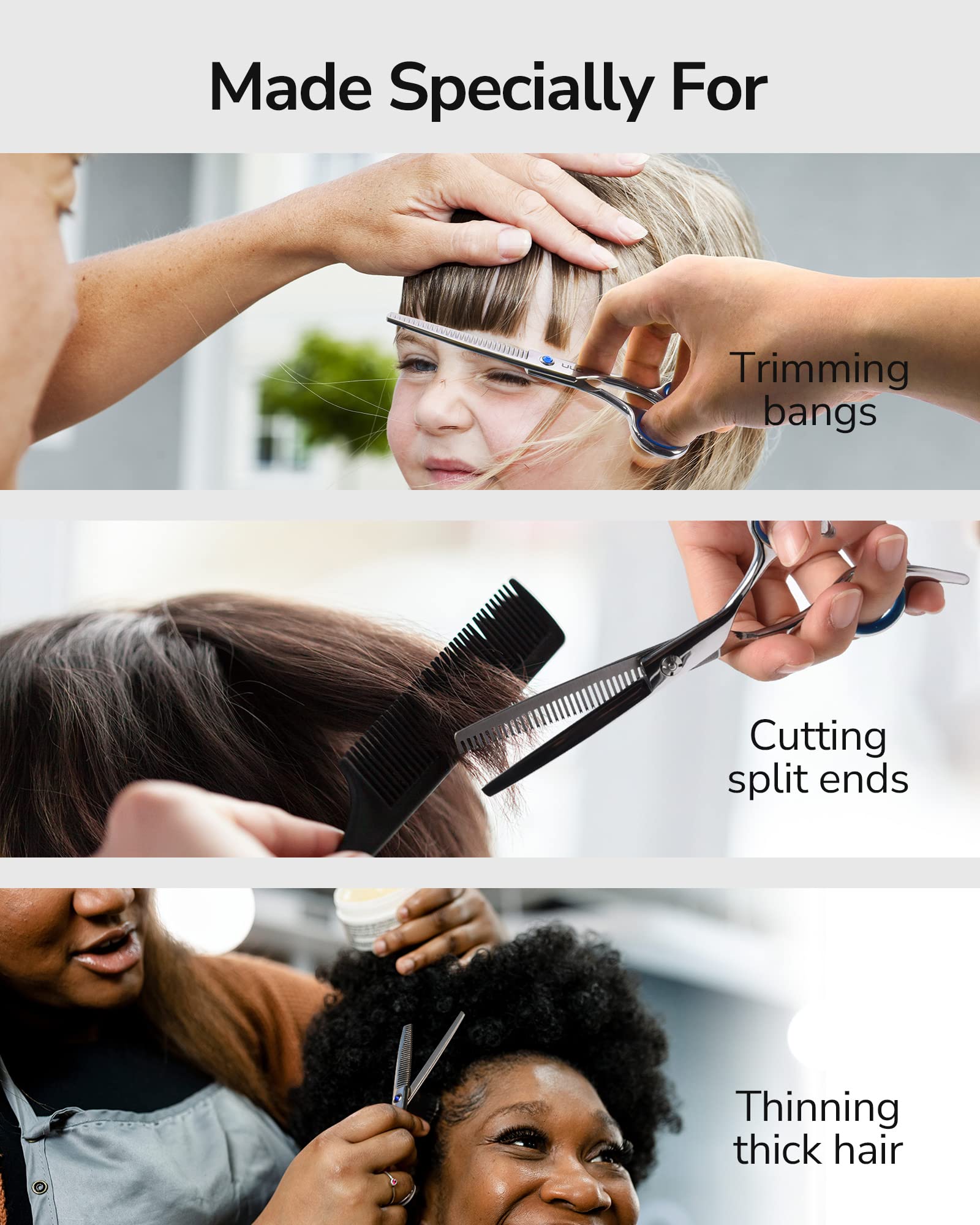 ULG hair thinning scissors mirror polish finish adds premium look