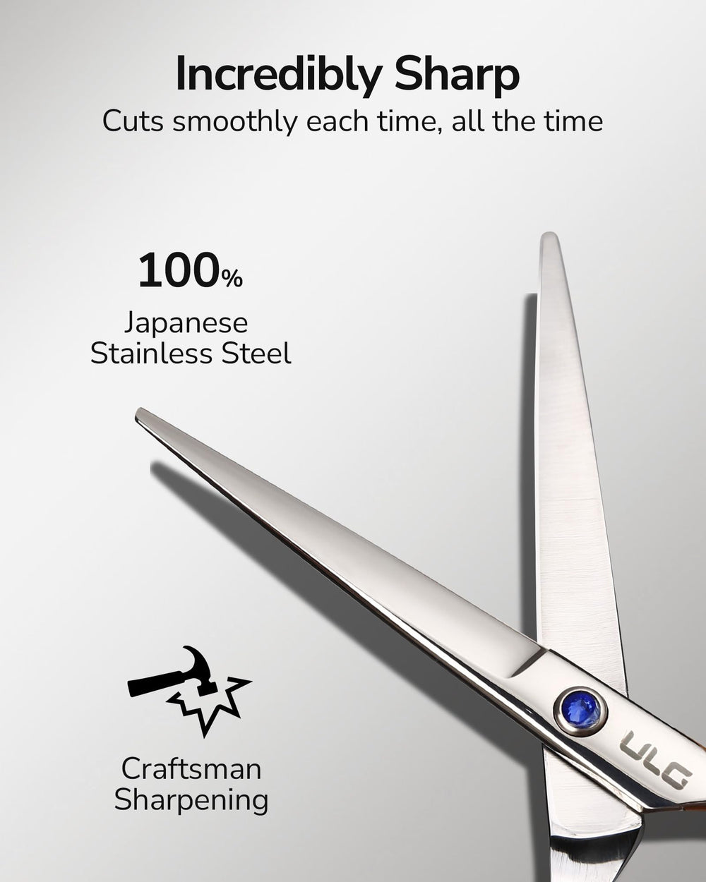 ULG left-handed scissors suited for salon and home use with reliable control.