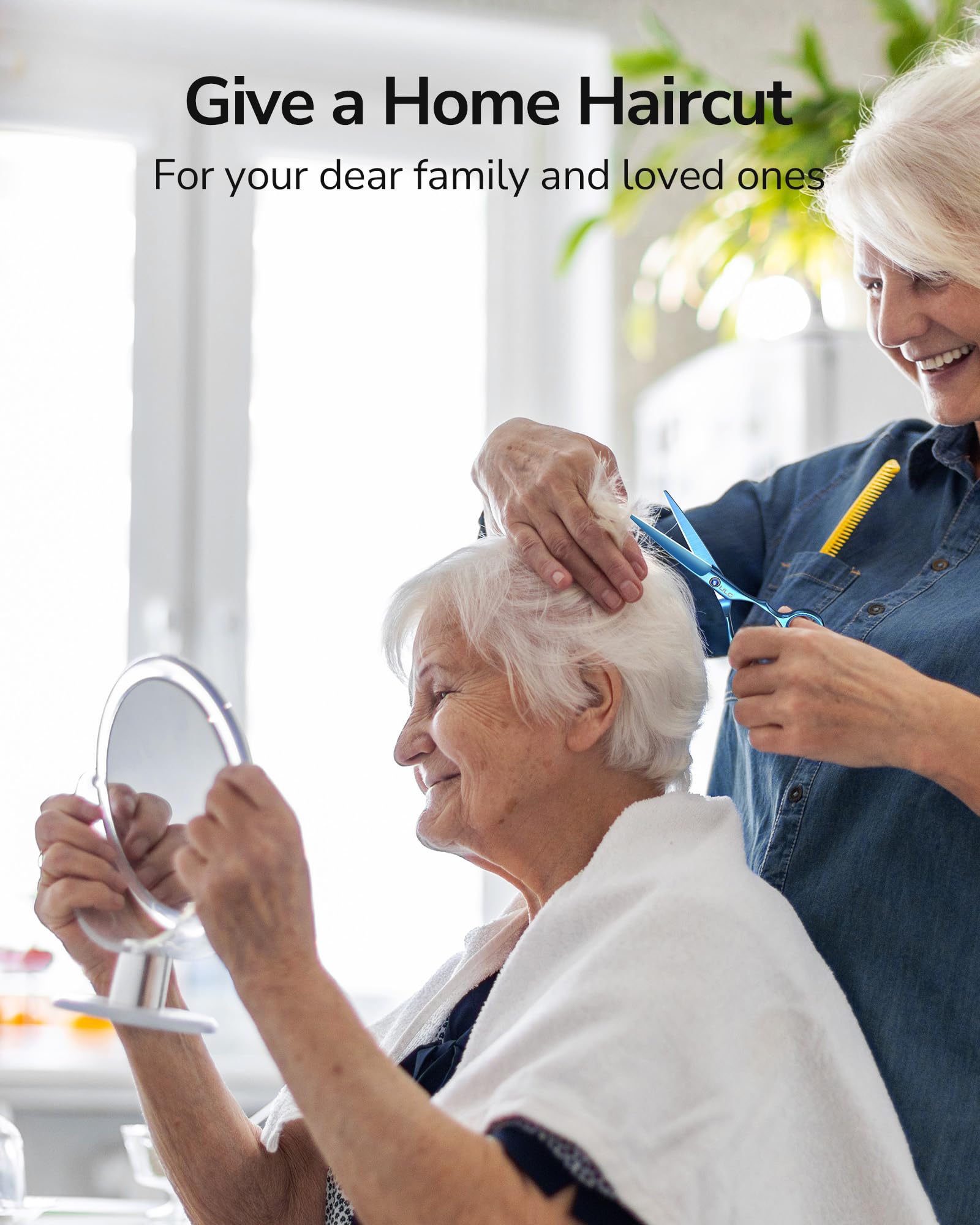 ULG navy professional barber shears suited for home or salon use.