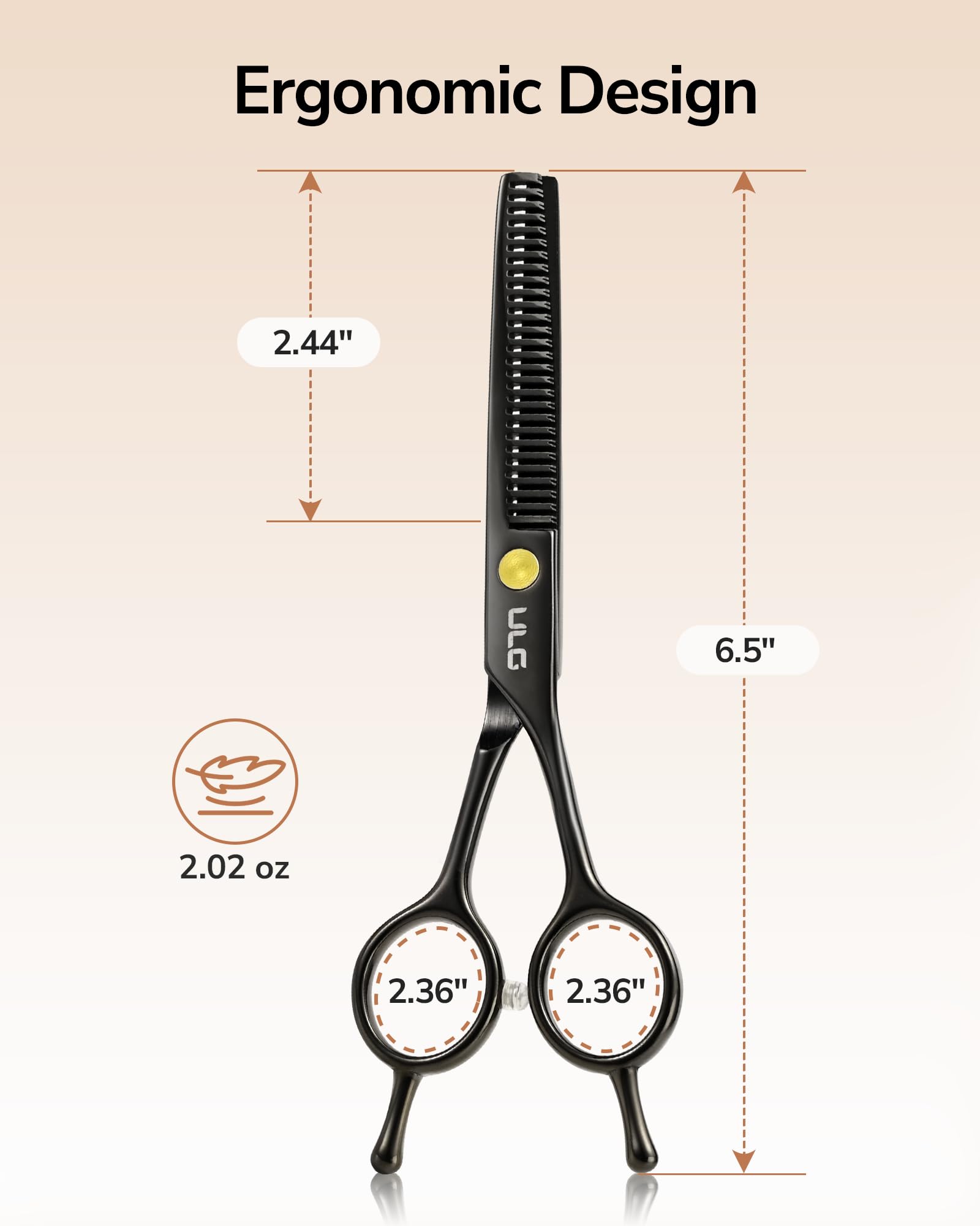 ULG thinning shears blunt tips help guide safe cuts