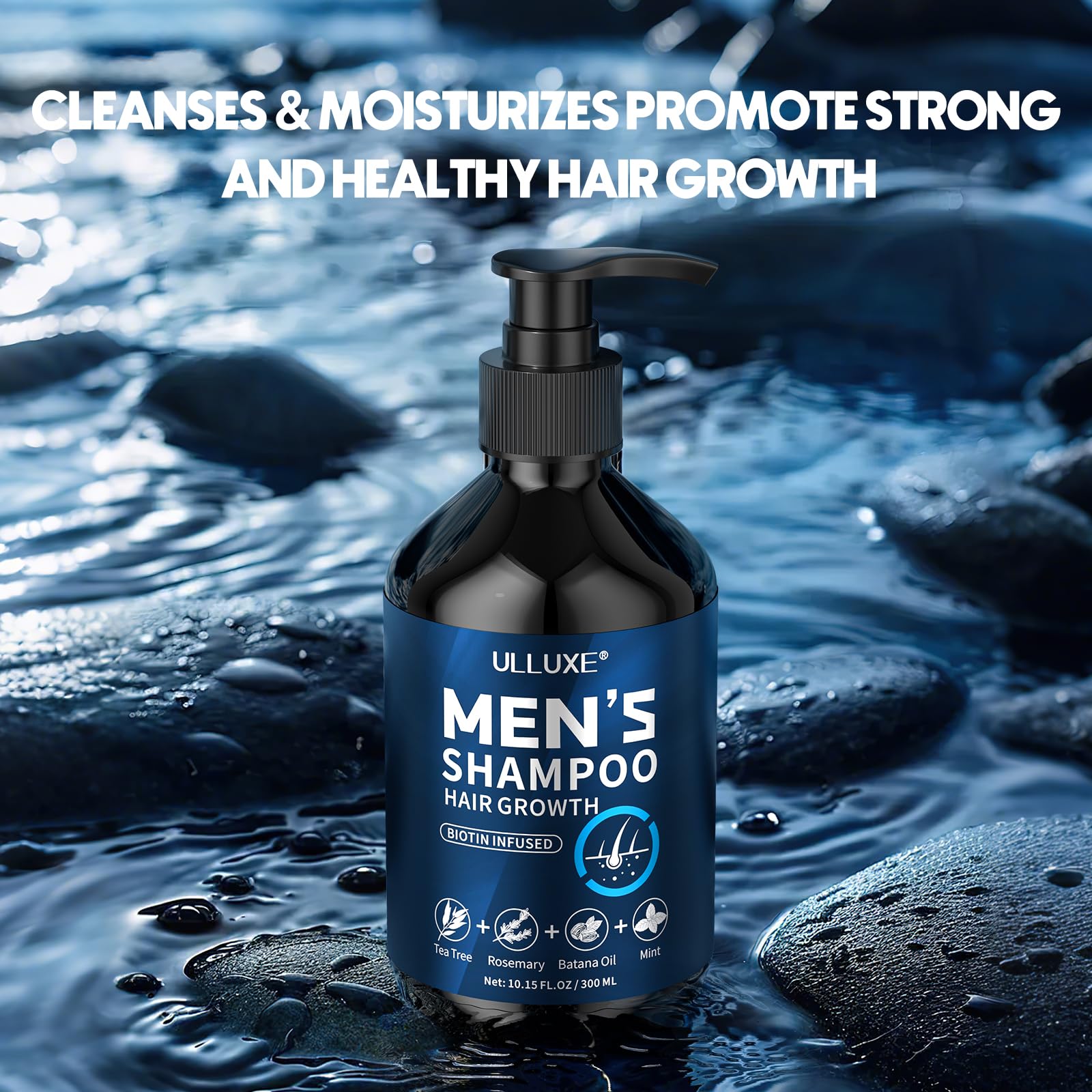 ulluxe biotin hair growth shampoo daily-use routine shot for daily refresh.