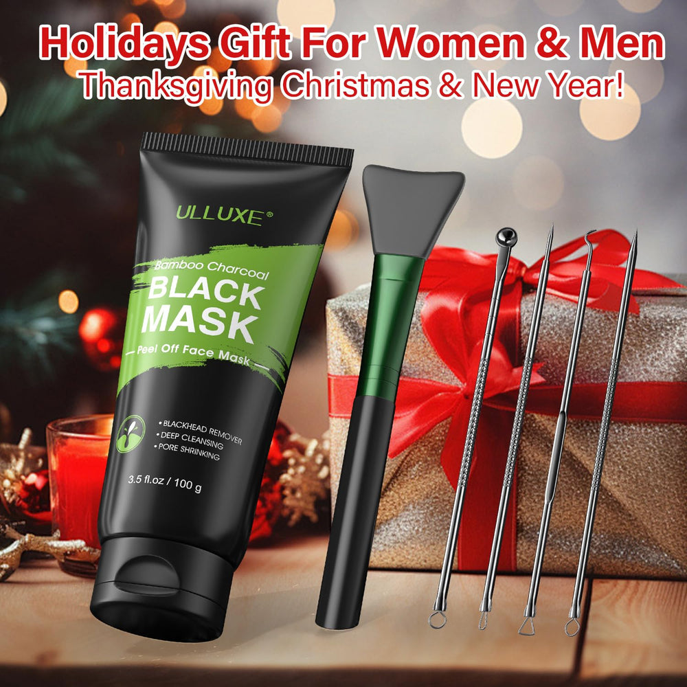 ulluxe charcoal face mask application closeup highlighting deep cleansing action