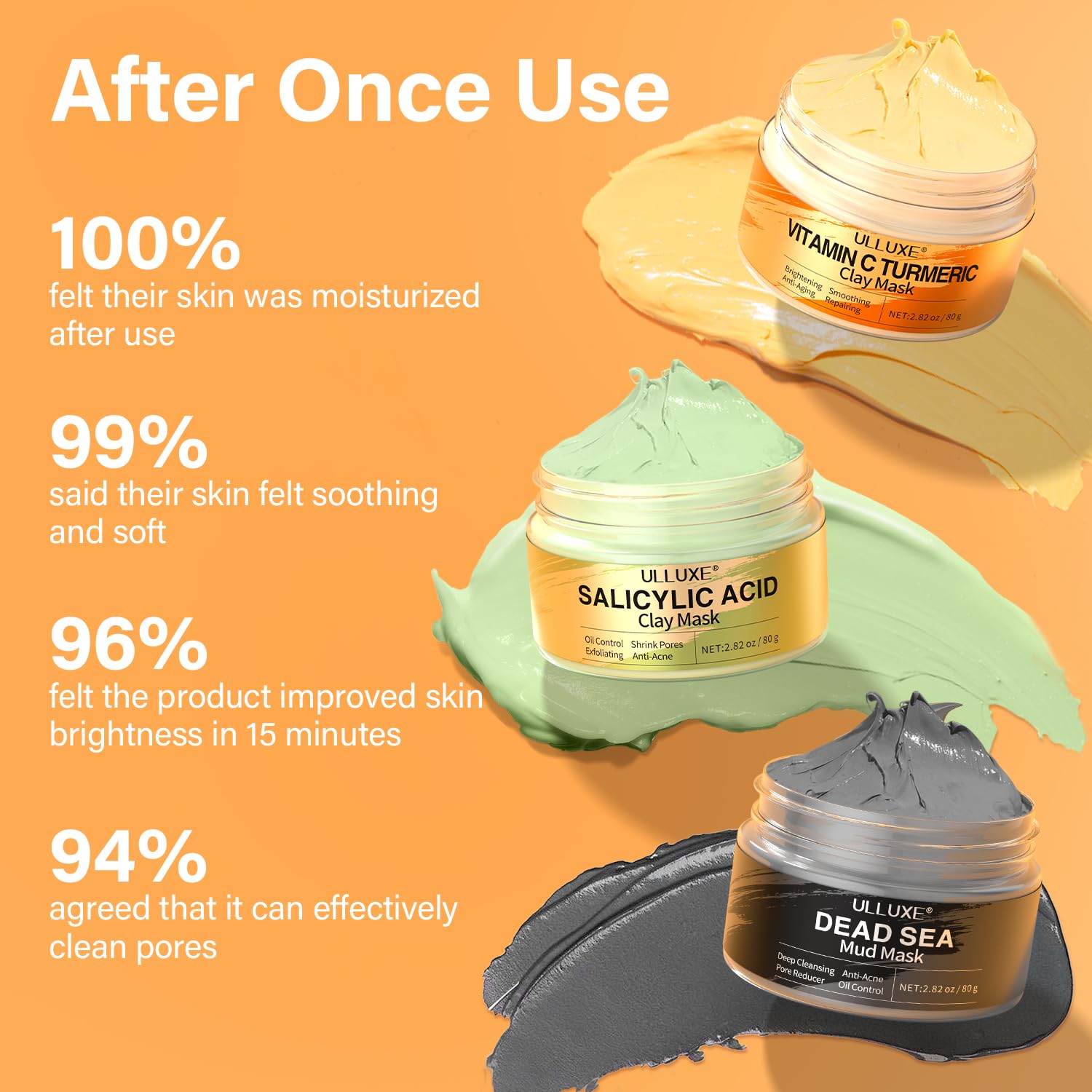 ULLUXE Face sponge included for gentle removal after clay masks.