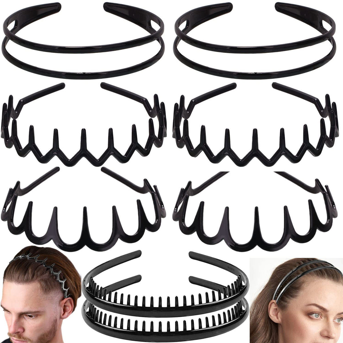 ULTIMUTE fashion headbands 8-pcs black packaging for all-day wear.