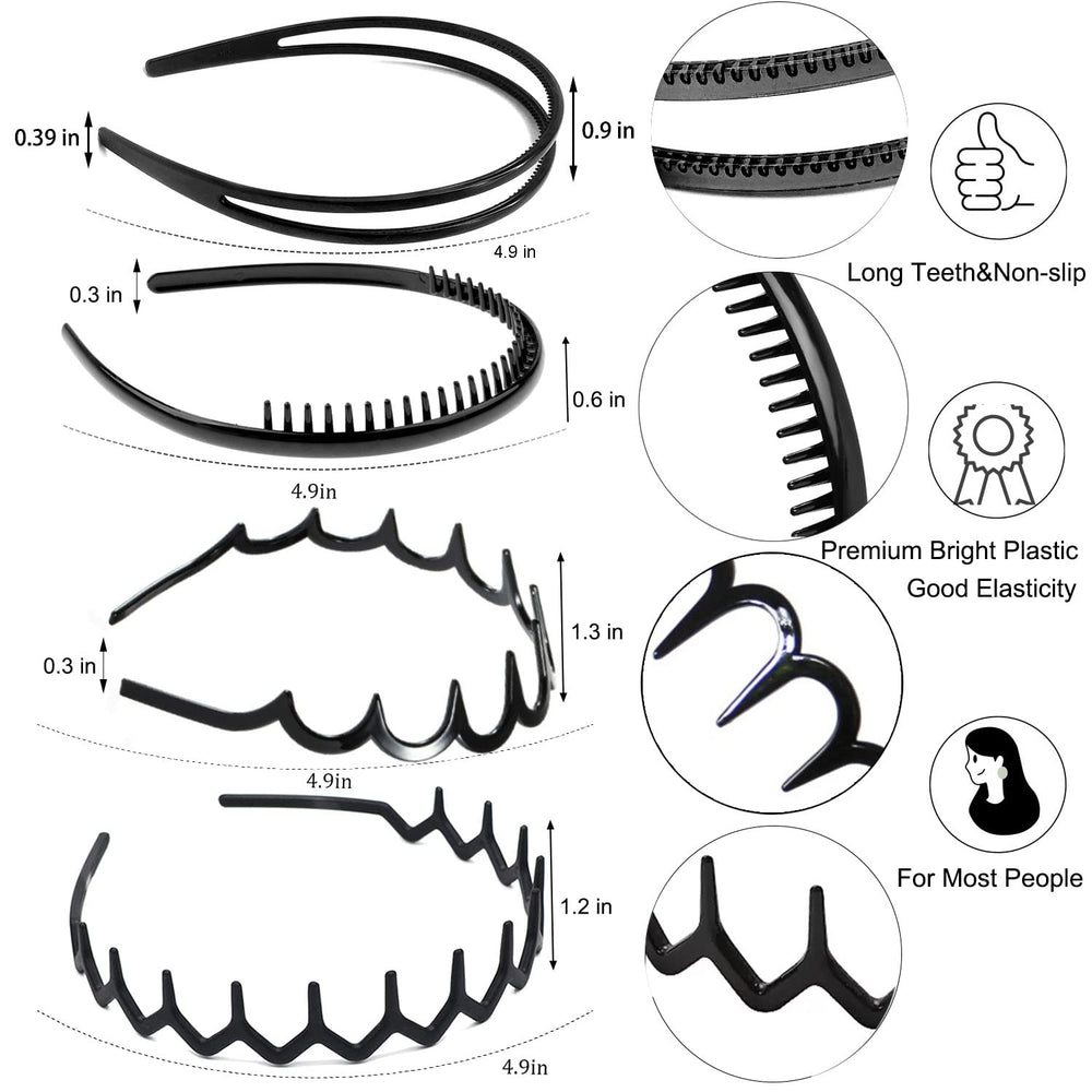 ULTIMUTE headbands with teeth comb non-slip grip keeps hair tidy.