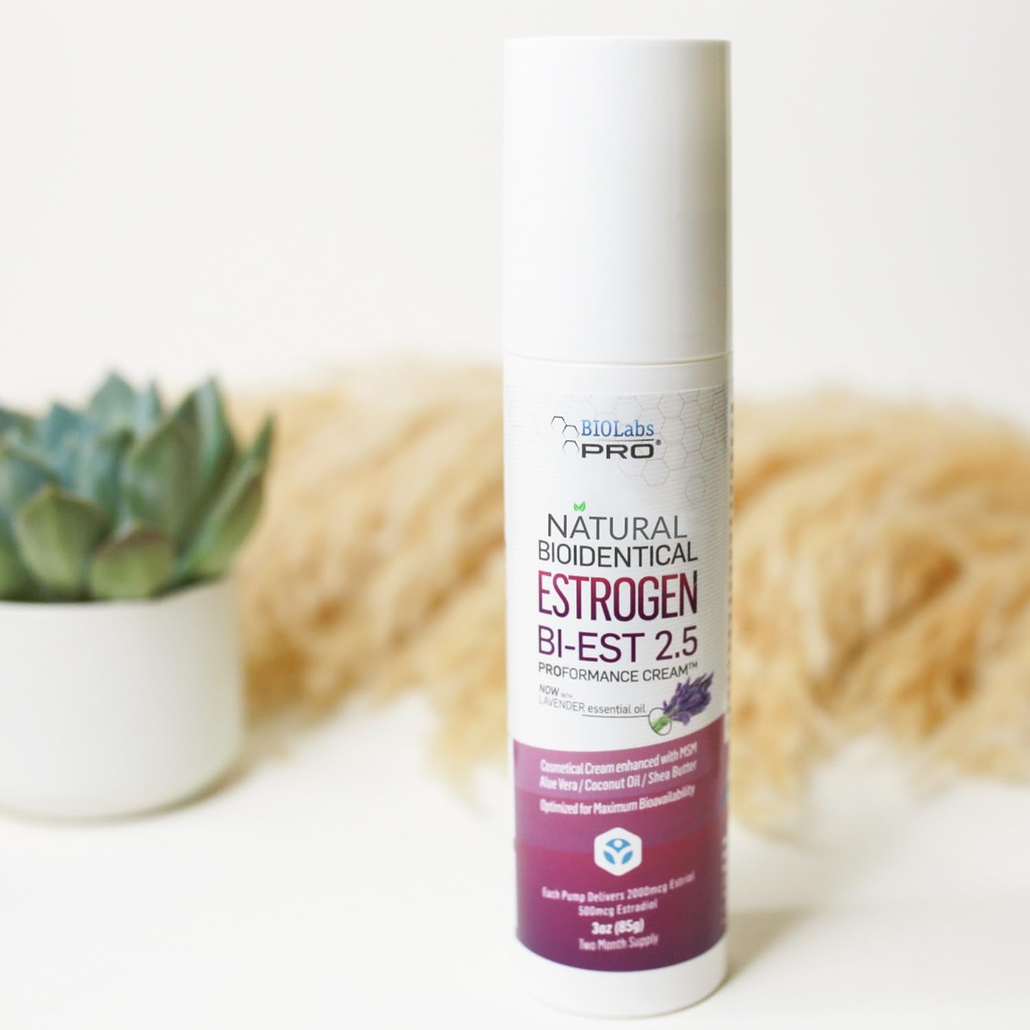 UltraSpa Skincare BioLabs PRO lavender estro-cream application closeup shows smooth, fast-absorbing texture.