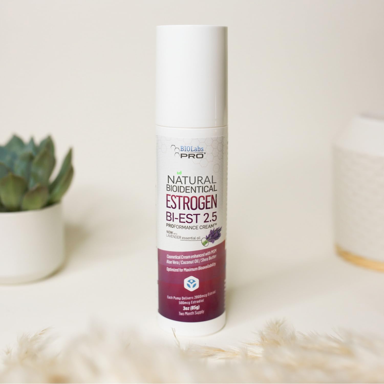 UltraSpa Skincare BioLabs PRO lavender cream close-up demonstrates easy, lightweight topical application.
