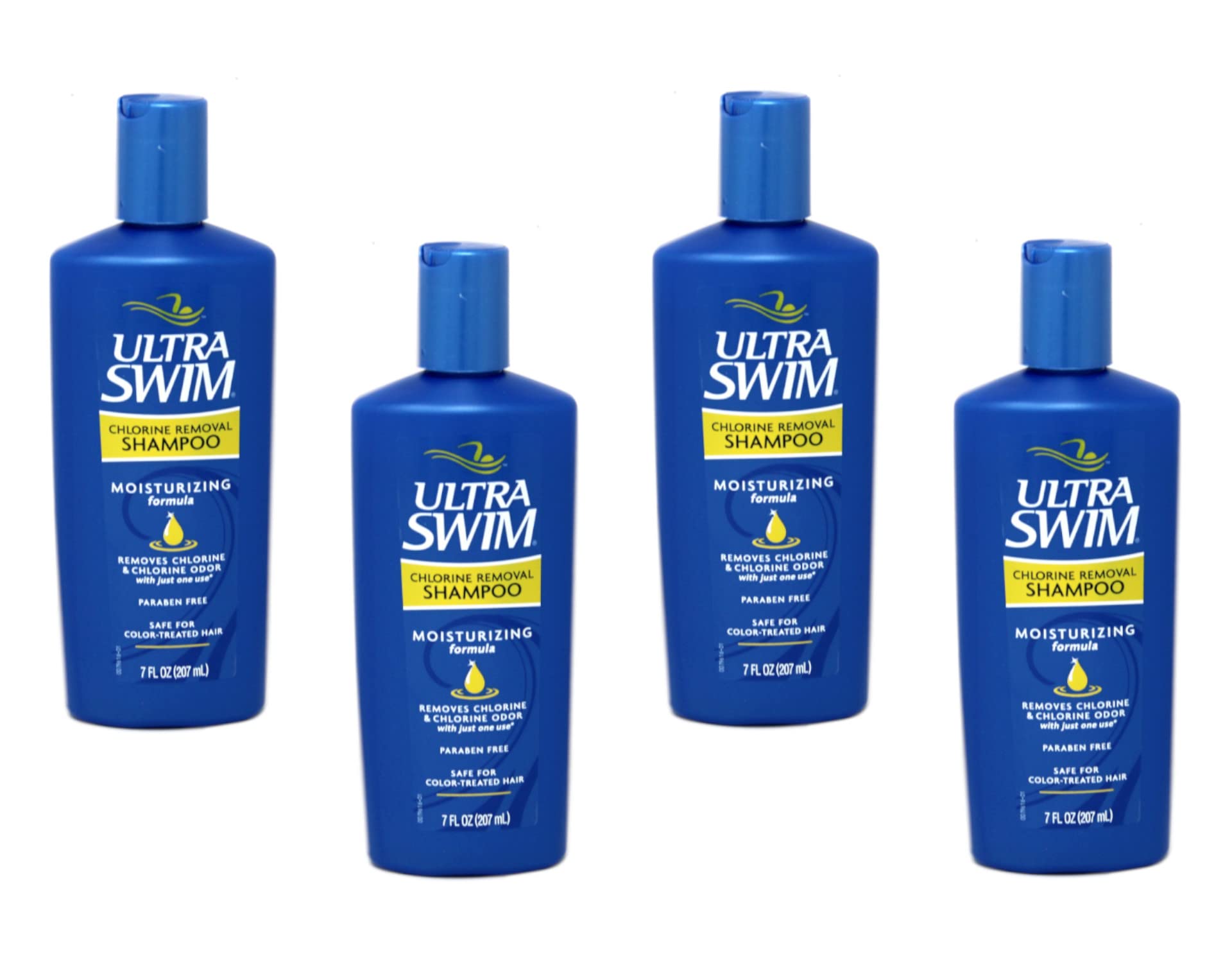 UltraSwim chlorine removal moisturizing shampoo bottle shows chlorine removal after swimming