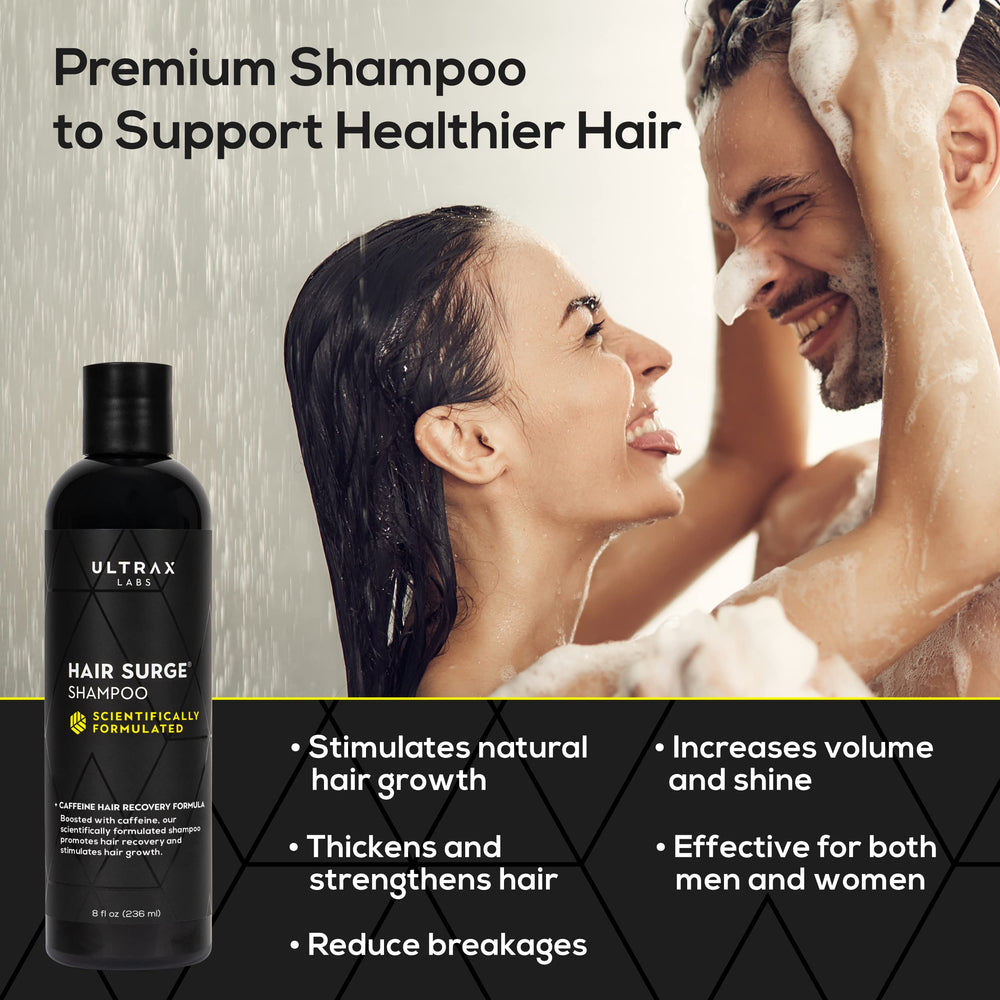 Close-up of hair texture after washing with Ultrax Labs shampoo for added volume