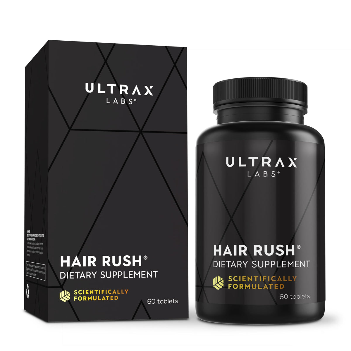 Ultrax Labs Hair Rush bottle close-up for daily hair growth support