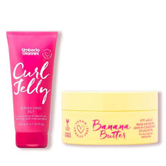 Umberto Giannini Curl Jelly bottle close-up highlighting frizz control and shine.