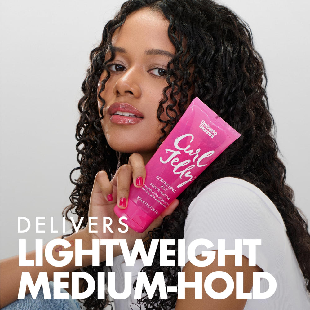 Umberto Giannini Curl Jelly scrunch action shows enhanced curl formation
