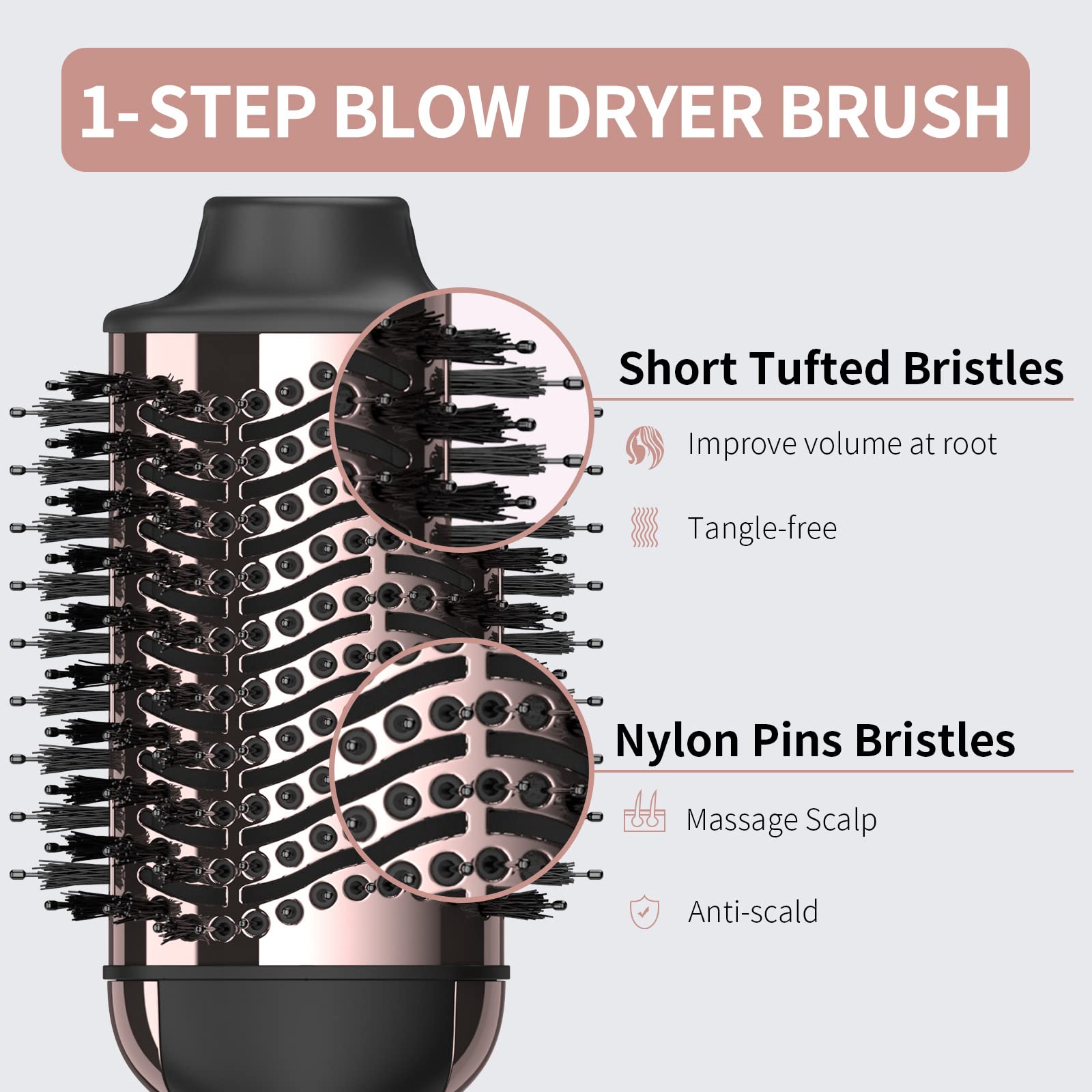 Umeely nylon tufted bristles glide through hair for detangling