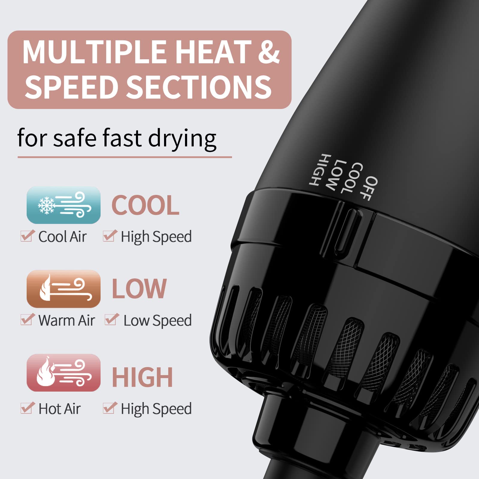 Umeely hair dryer brush titanium barrel delivers even heat to minimize damage