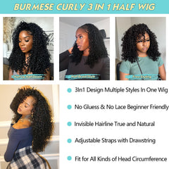 UMEGIRL half wig offers 250% density for fuller daily volume and bounce.