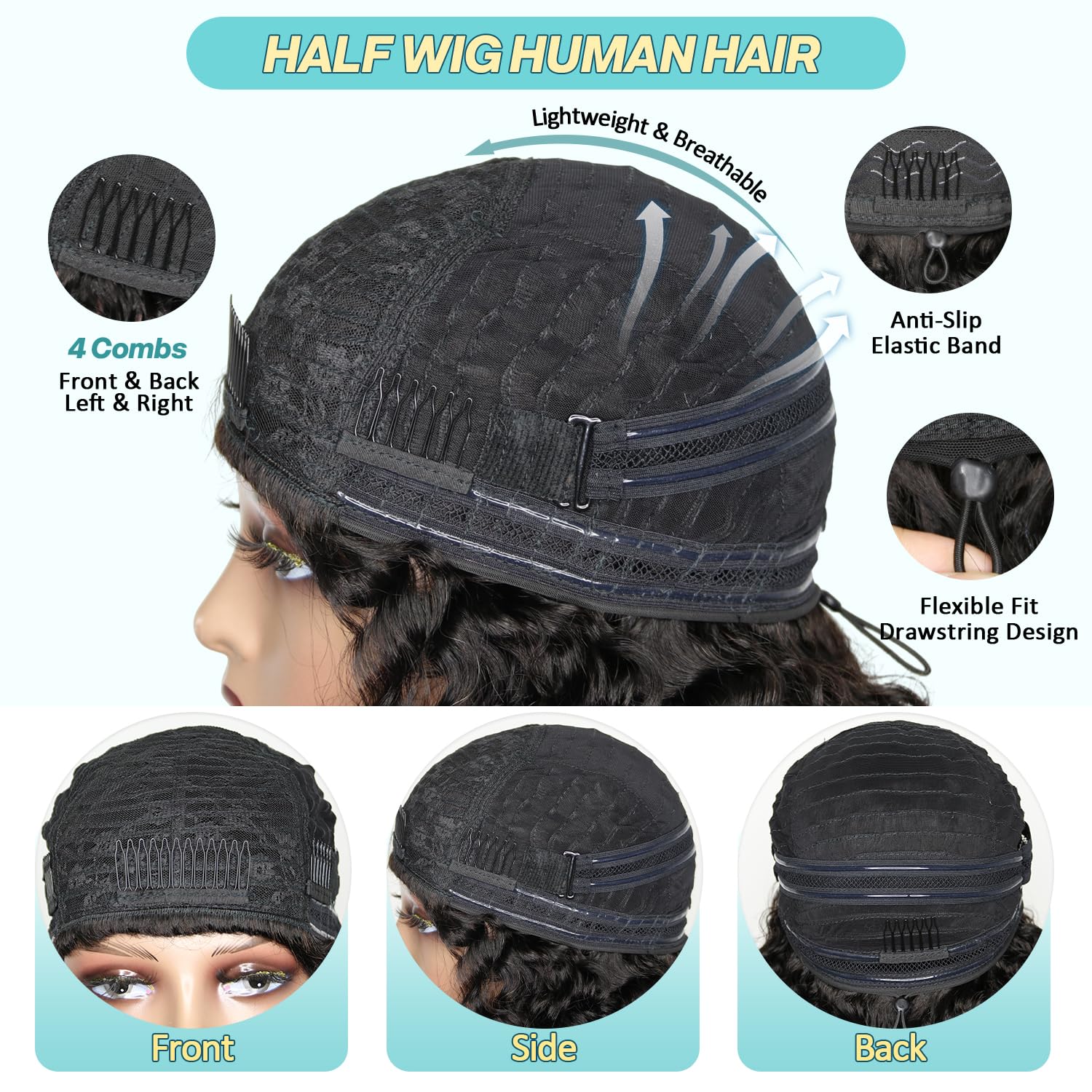 UMEGIRL glueless 3-in-1 flip-over design enables easy, beginner-friendly wear.