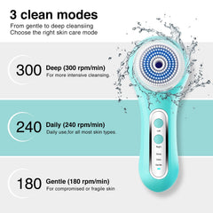 Umickoo Face Scrubber with 5 interchangeable heads supports all skin types.