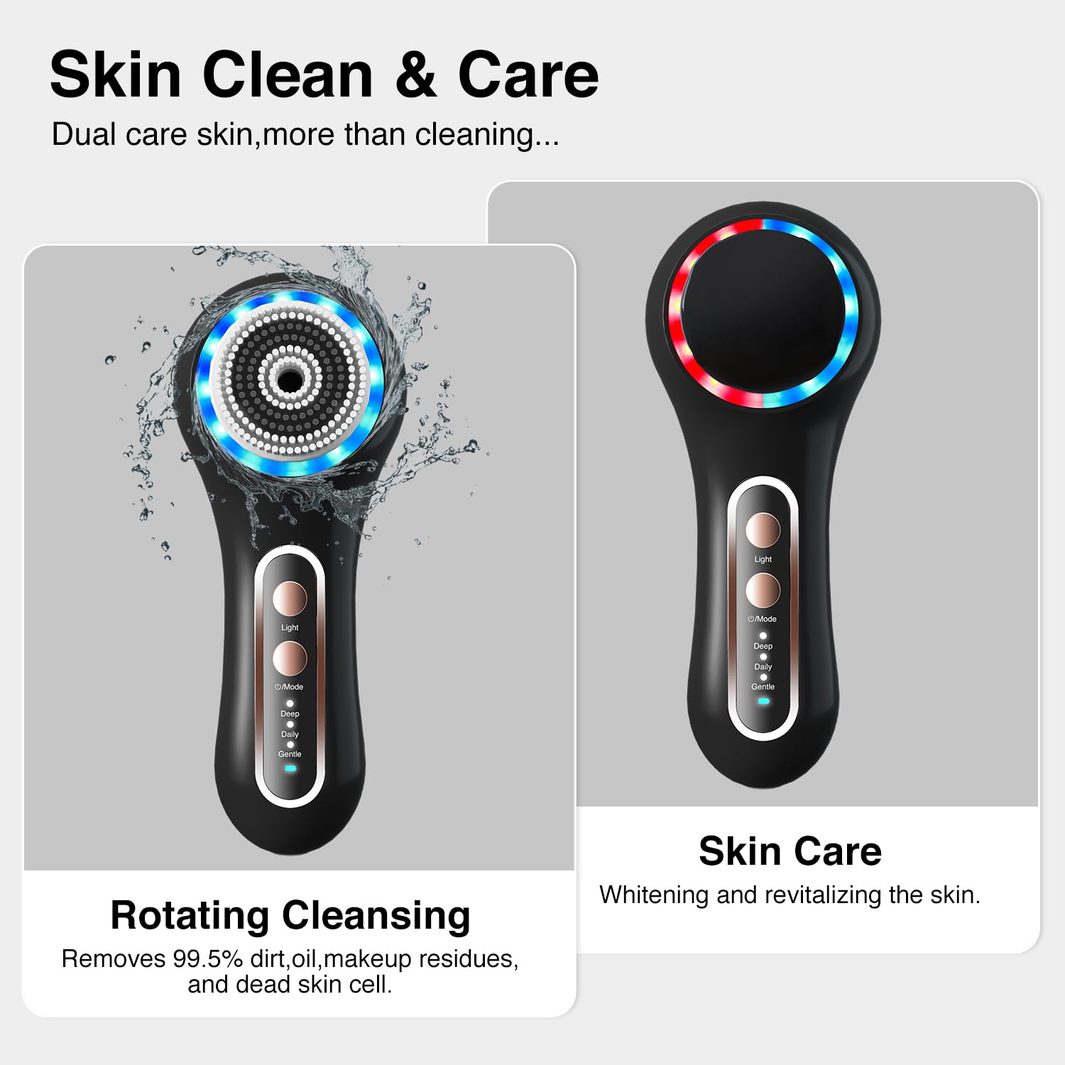 Umickoo Face Scrubber gentle-clean mode ideal for sensitive skin.