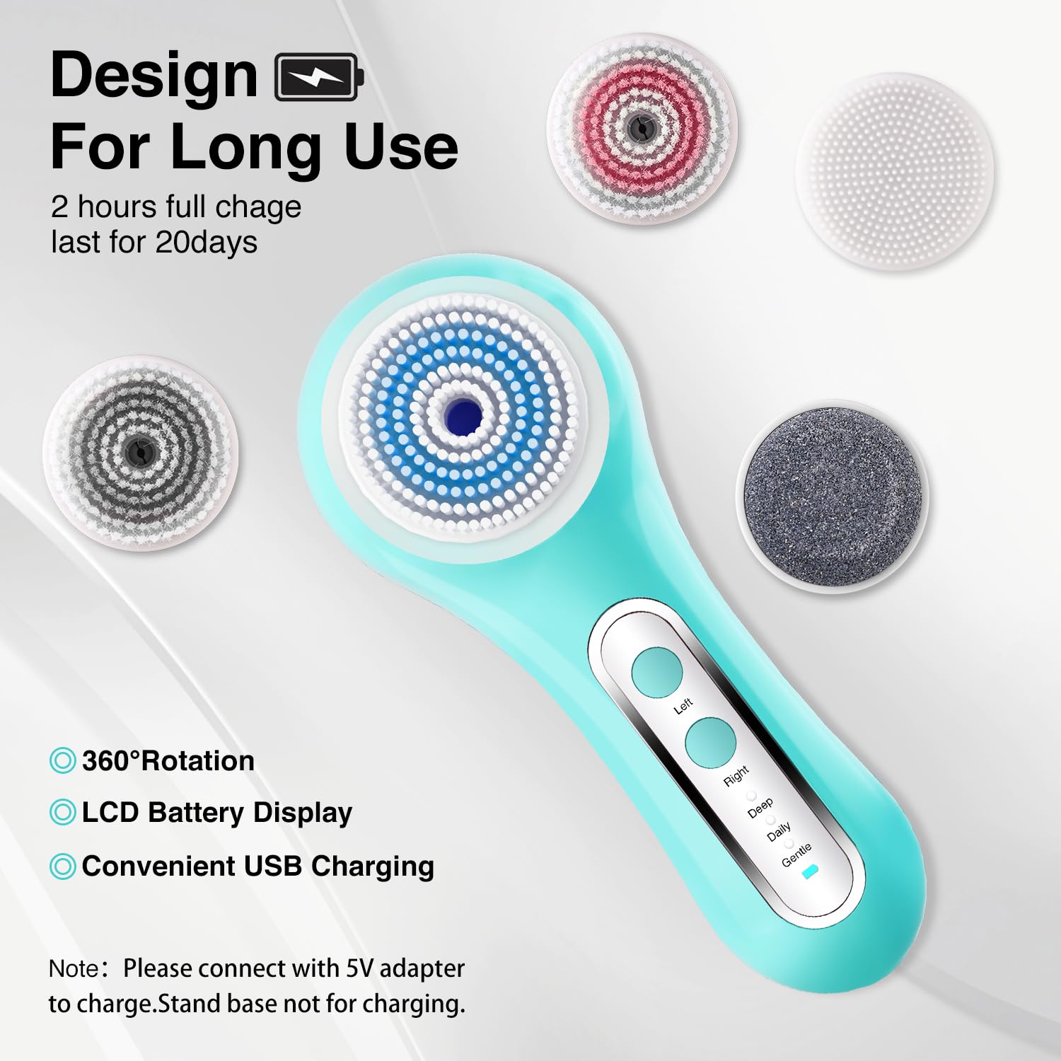 Umickoo Face Scrubber IPX7 waterproof design for safe shower use.