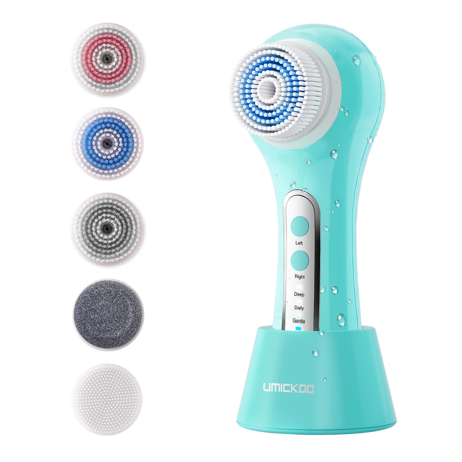 Umickoo Face Scrubber left-rotation mode for deep cleansing and pore purification.