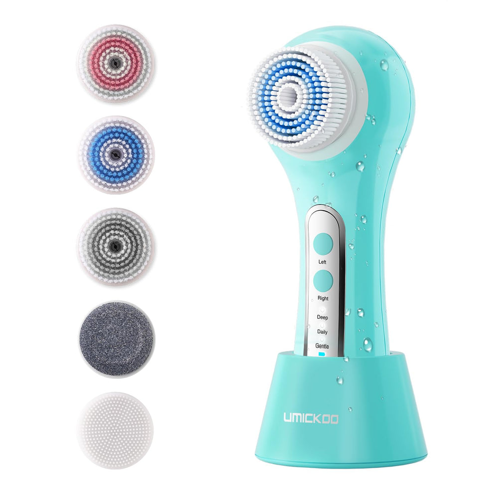 Umickoo Face Scrubber left-rotation mode for deep cleansing and pore purification.