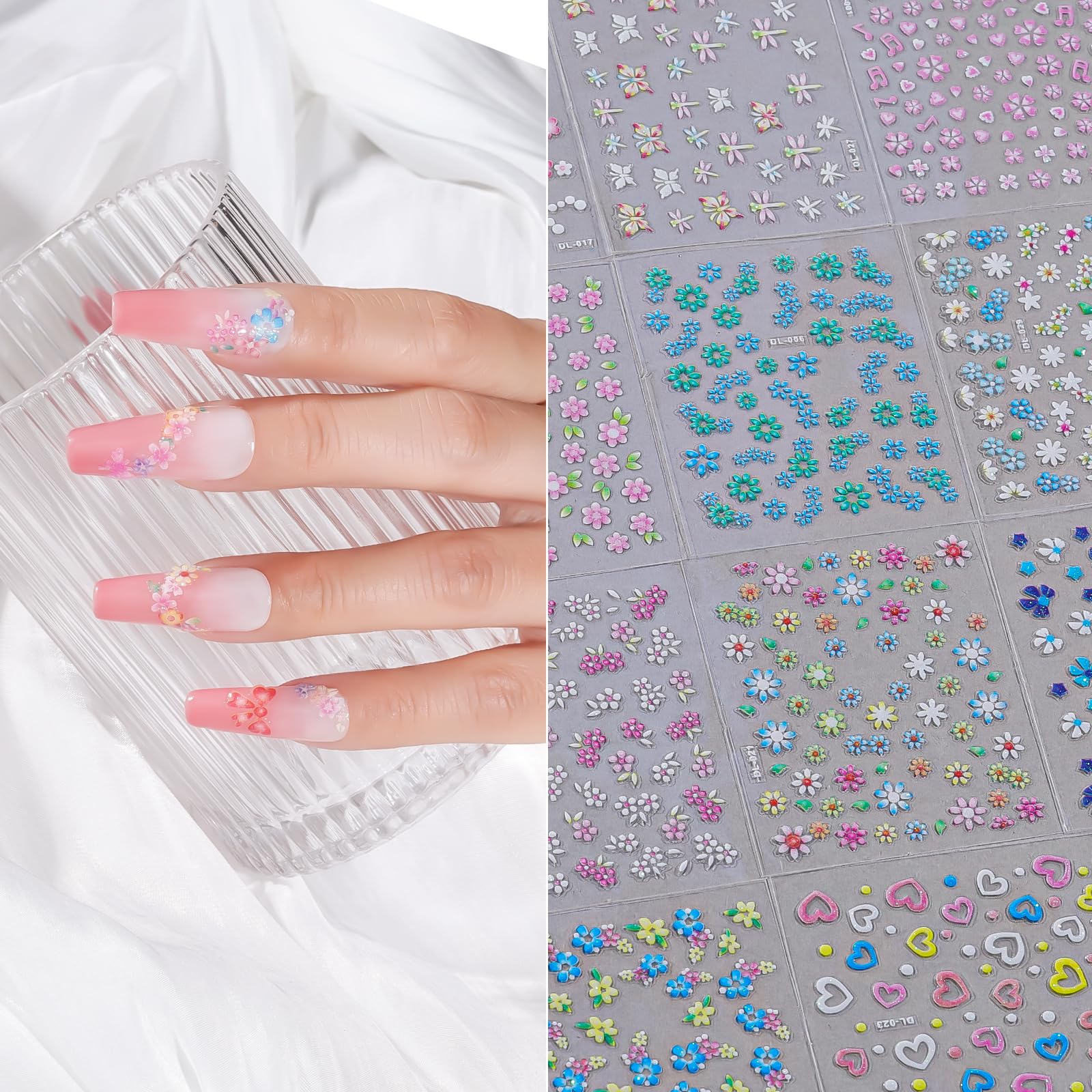 Umillars embossed petals with micro-pearl centers offer hand-painted look without tools.