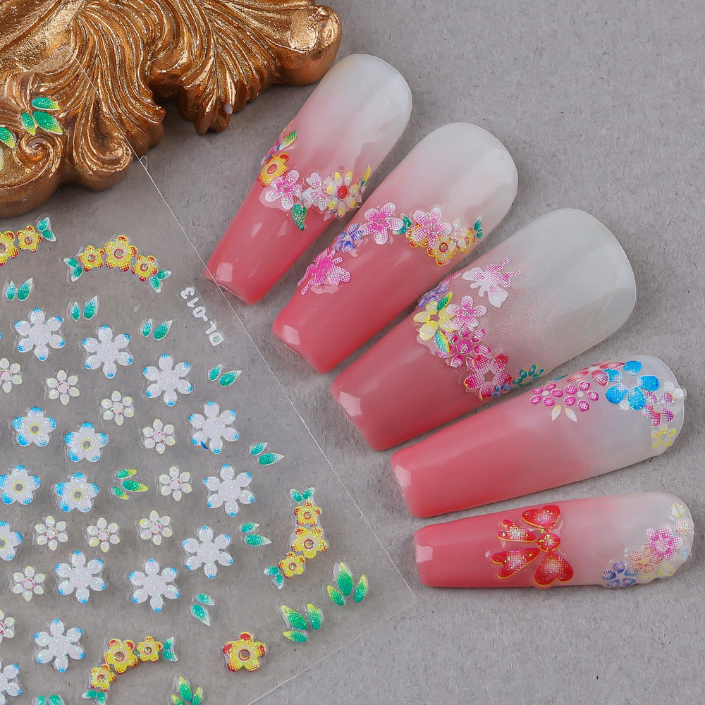 Umillars flower stickers create charming party-ready nails for weddings or photos.