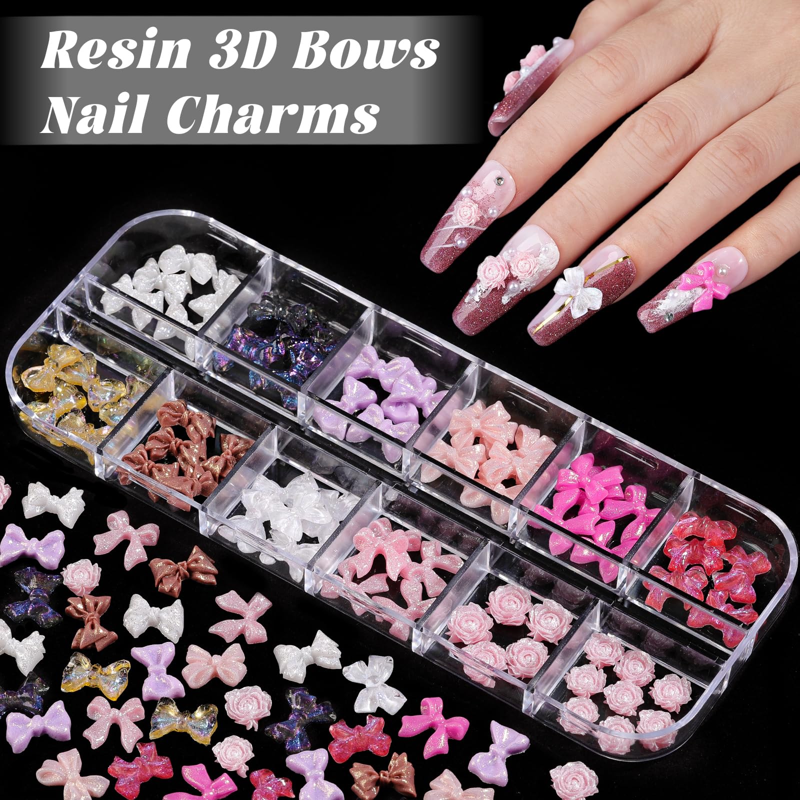 Umillars bow and butterfly charms for charming nail accents