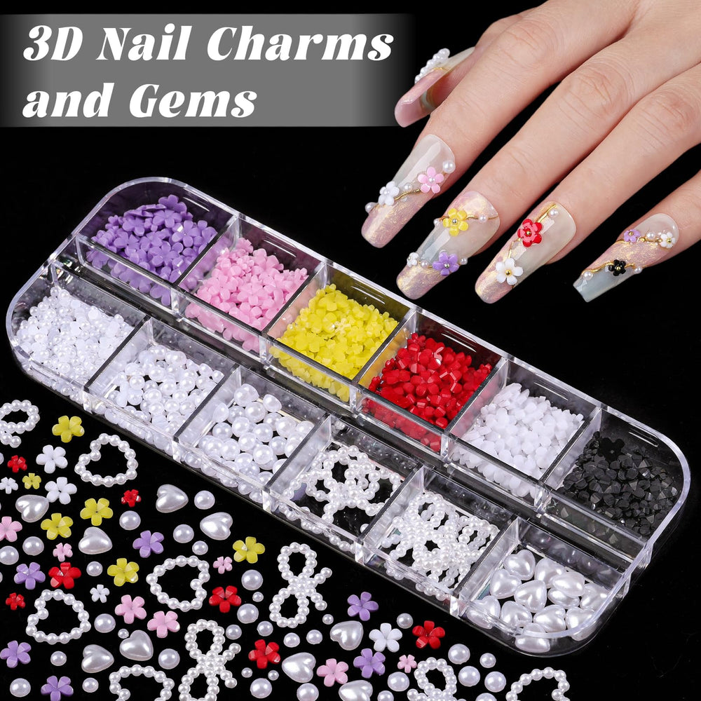Umillars mixed beads and pearls for textured, eye catching nails