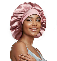 Umisleep silk bonnet inner layer close-up showing 22 Momme protection for hair