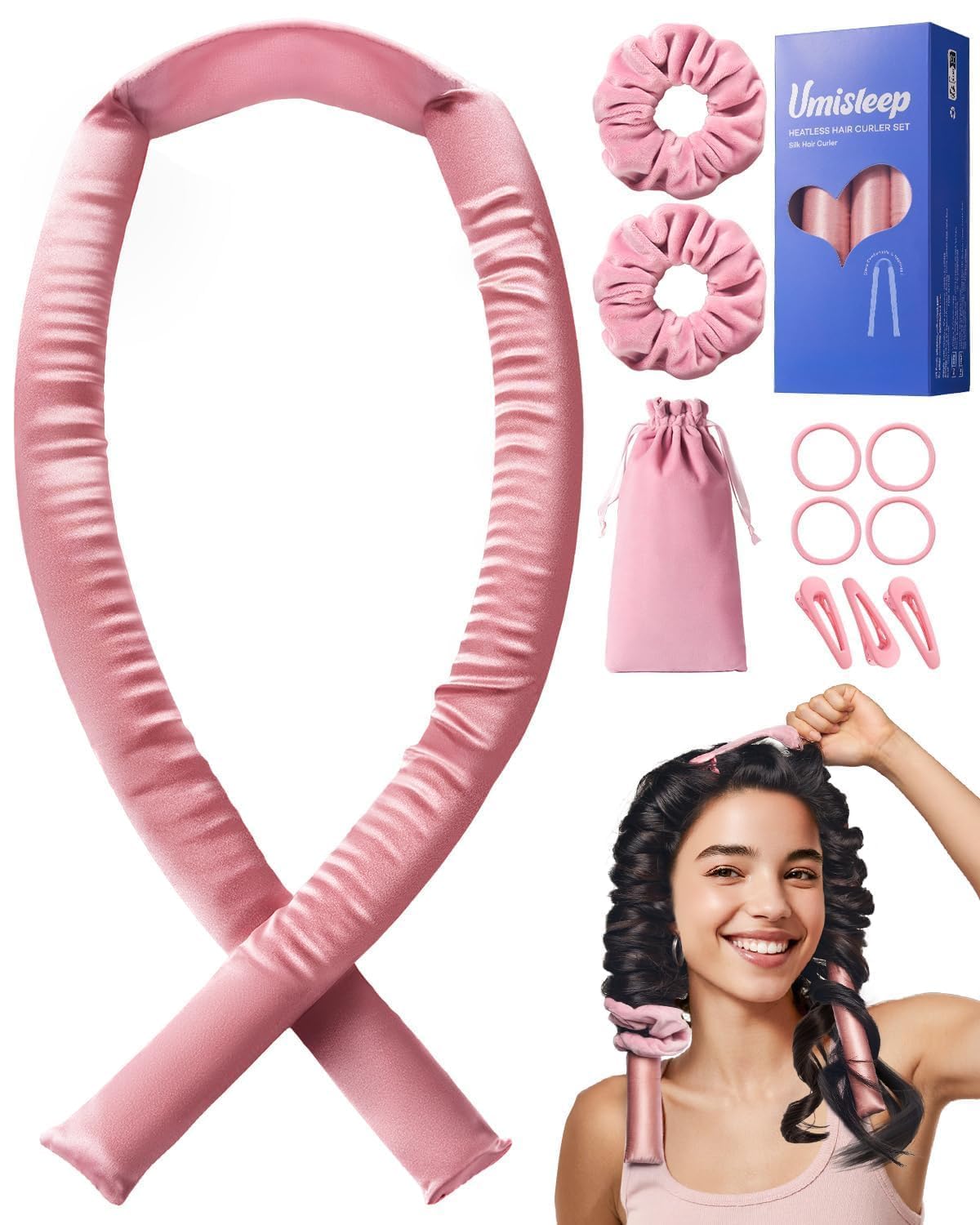 Umisleep 22 Momme silk curler closeup showing frizz reduction