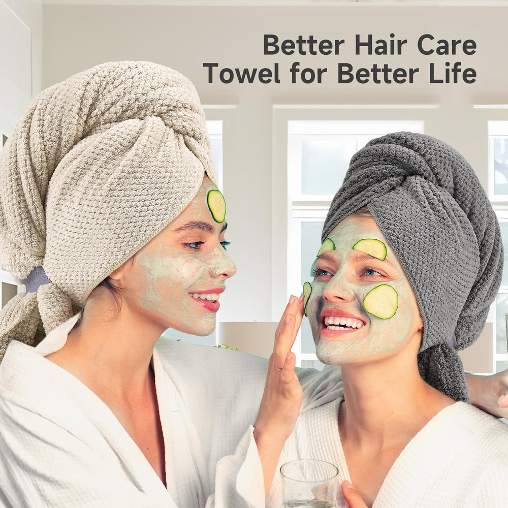 Umisleep extra-large hair towel camel folded included for easy long-hair drying.