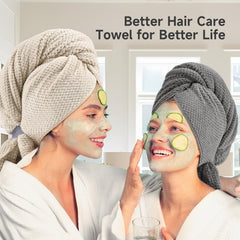 Umisleep extra-large hair towel camel folded included for easy long-hair drying.