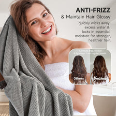 Umisleep hair towel absorb-1-sec-drying demonstrating fast moisture removal.