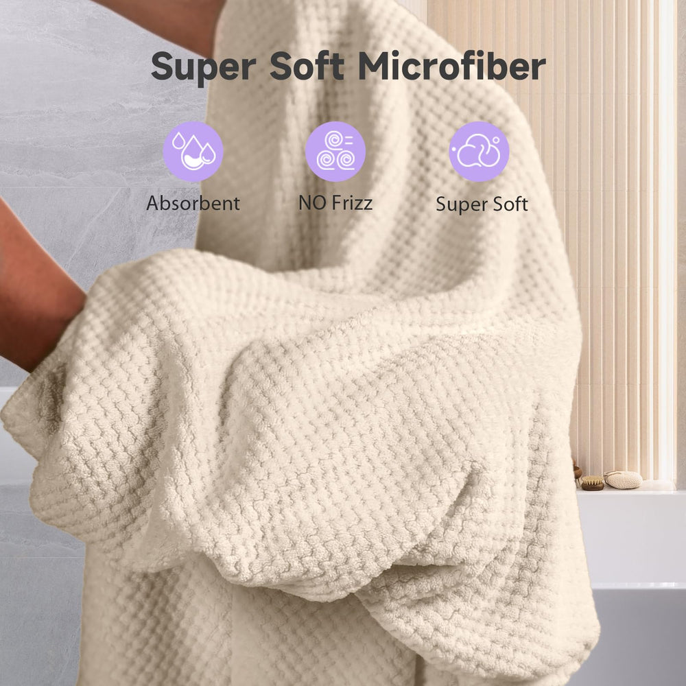 Umisleep hair towel wrap-on-head demonstrates secure fit for hands-free routine.