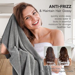 Umisleep extra-large towel soft texture shows gentle care for curly hair.