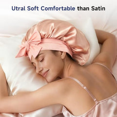 Umisleep silk bonnet elastic tie keeps a snug, pressure-free fit.