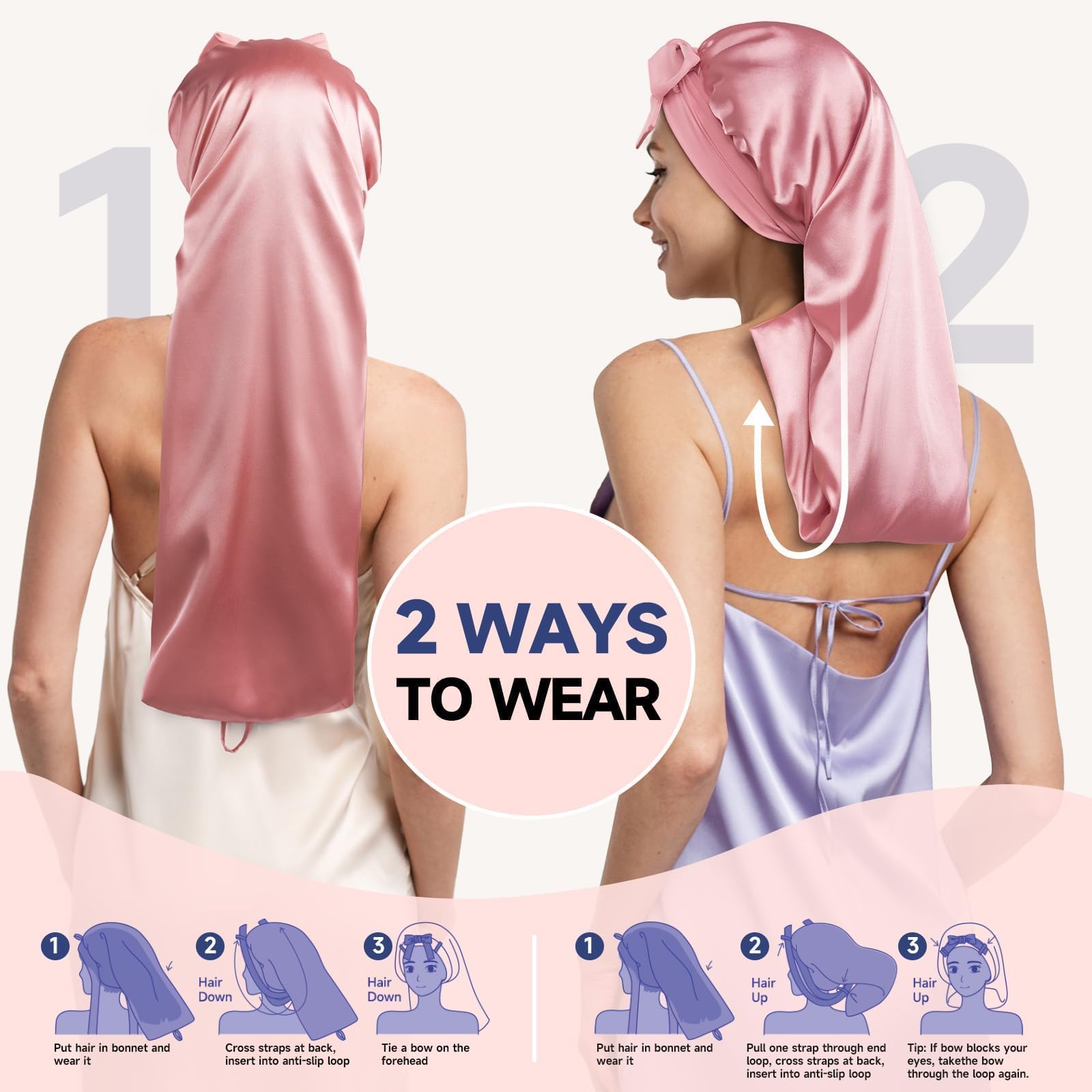 Umisleep Silk Bonnet on-bed use helps hair stay smooth during skincare routines.