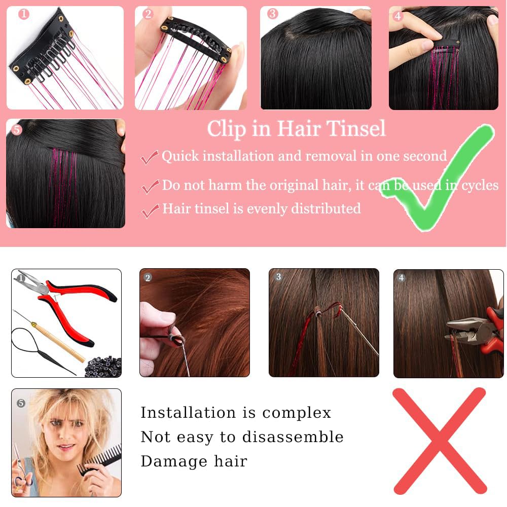 Umylar wedding gleam hair tinsel creates subtle tone-on-tone shimmer.