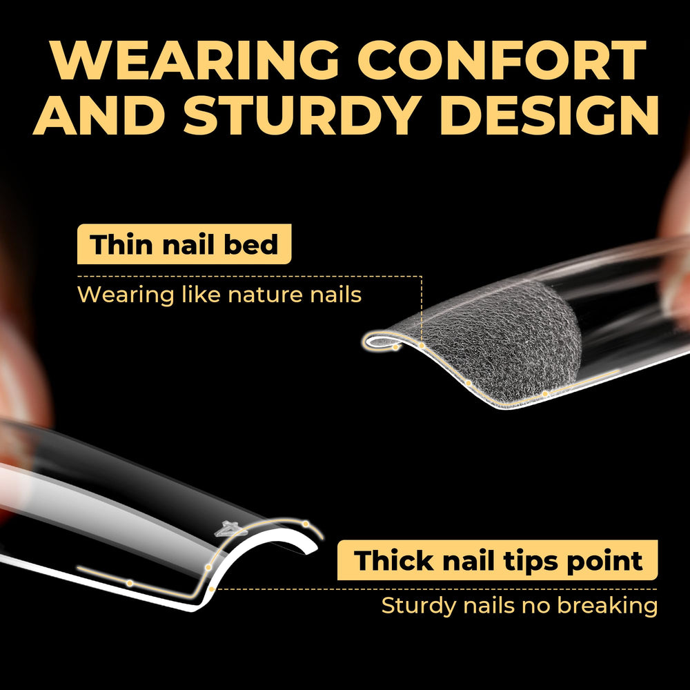 UNA GELLA 12 sizes nail tips assortment laid out for versatile fitting