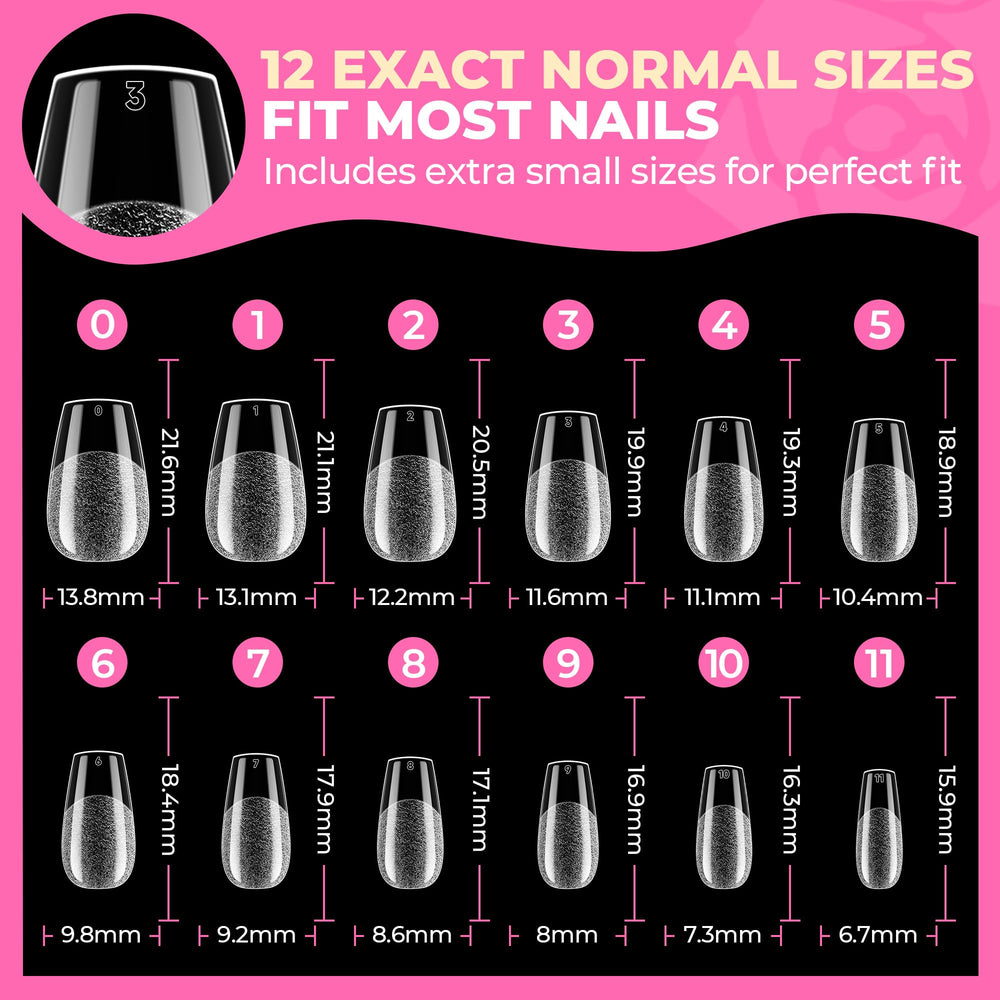 UNA GELLA 504pcs set ensures backup tips for multiple nail looks.