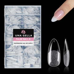 UNA GELLA 504Pcs almond nail tips packaging for quick extensions and professional-looking results.
